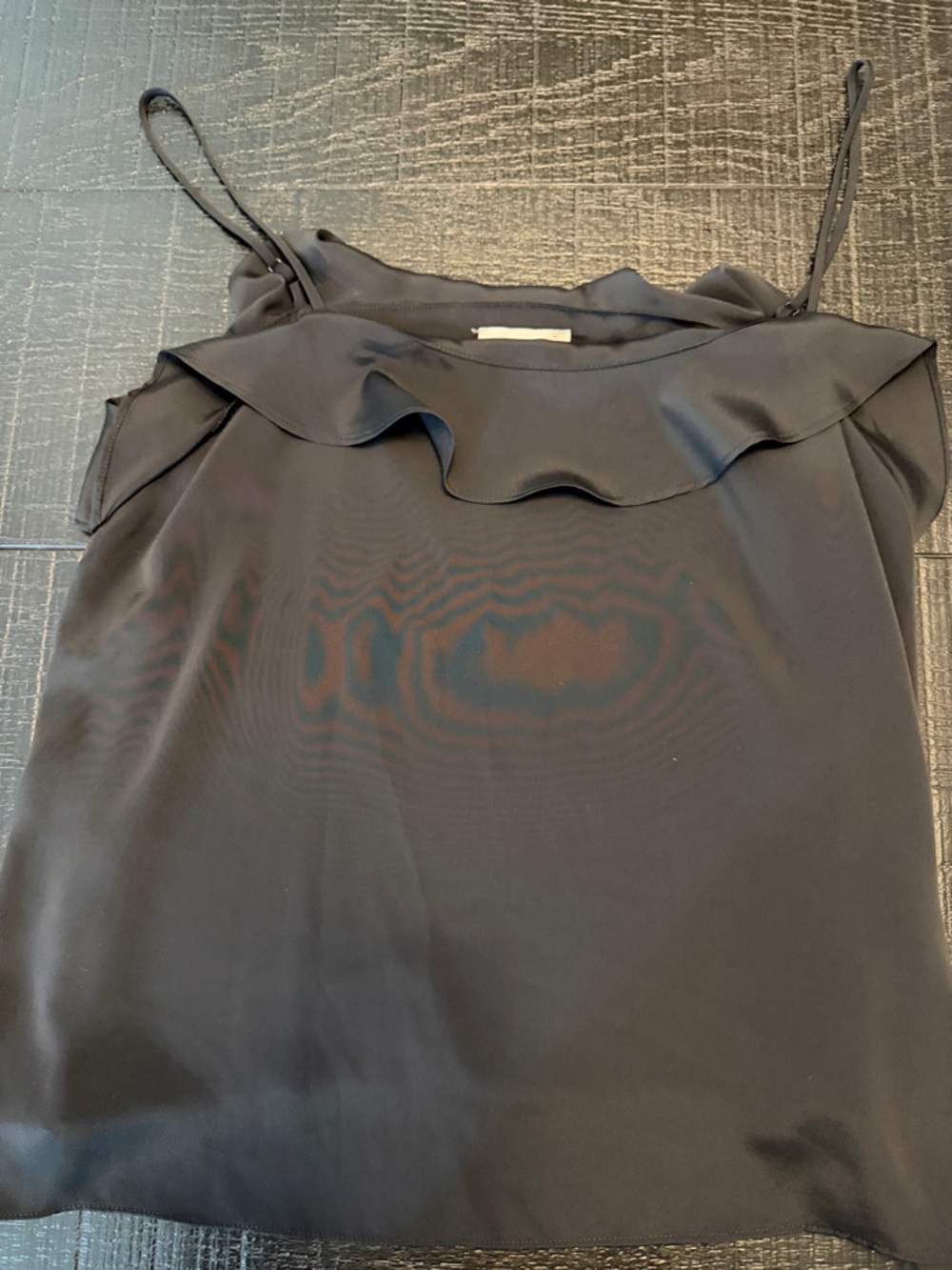 H&M Black Ruffle-Trim Satin Camisole